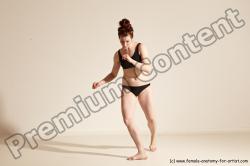 Underwear Martial art Woman White Moving poses Slim medium brown Dynamic poses Academic